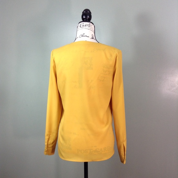 Yellow V- Neck Blouse - Picture 3 of 3